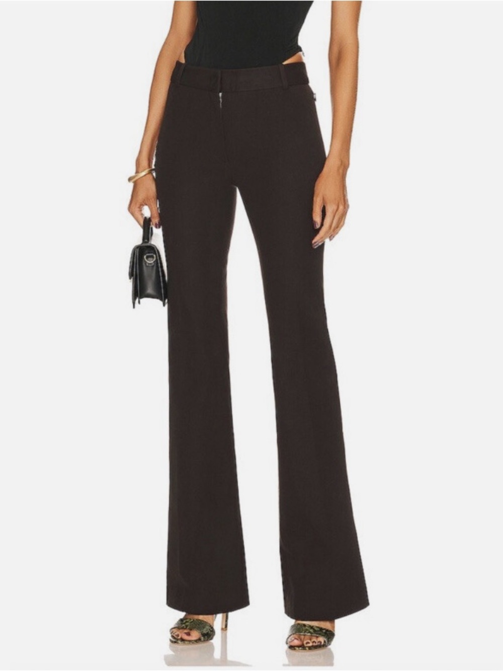 FRAME Dark Brown Americano Le High Flare Trouser Pants Size 4 NWOT!